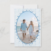 Whimsical Blue Oval Watercolor Stripe Photo Save The Date (Rückseite)