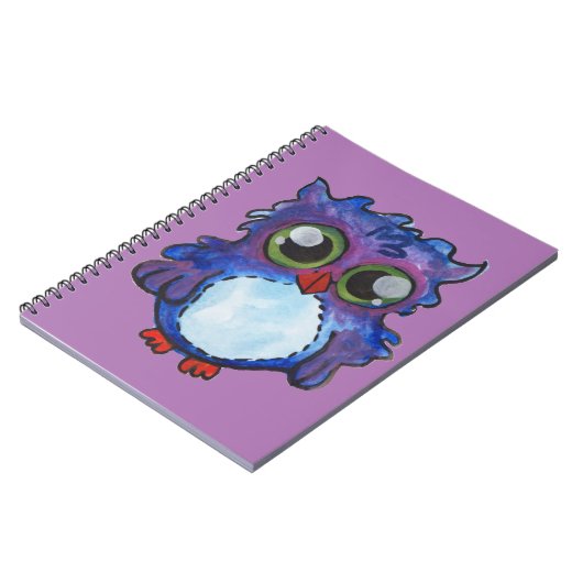 Whimsical Blue Owl Spiral Notebook Notizblock (Linke Seite)