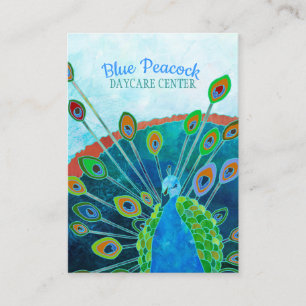 Whimsical Blue Peacock Chilcare Visitenkarte