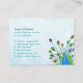 Whimsical Blue Peacock Chilcare Visitenkarte (Rückseite)