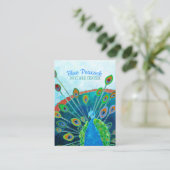 Whimsical Blue Peacock Chilcare Visitenkarte (Stehend Vorderseite)