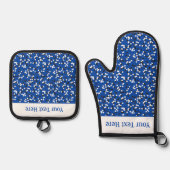Whimsical Blue Polka Dot Doodles Pattern Ofenhandschuh & Topflappen-Set (Vorderseite)
