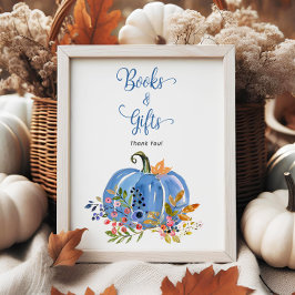 Whimsical Blue Pumpkin Baby Duschbücher und Gesche Poster