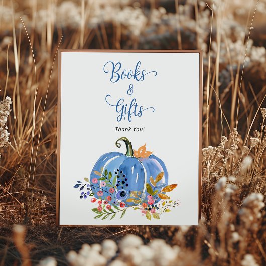 Whimsical Blue Pumpkin Baby Duschbücher und Gesche Poster