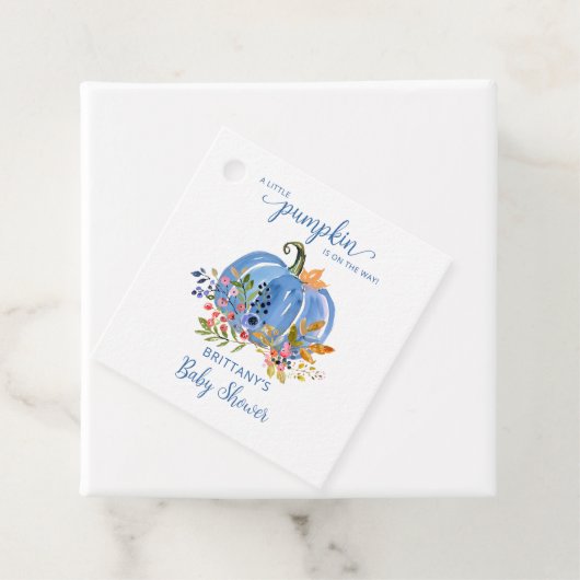 Whimsical Blue Pumpkin Baby Dusche Geschenkanhänger (Beispiel)