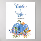 Whimsical Blue Pumpkin Baby Duschkarten und Gesche Poster (Vorne)