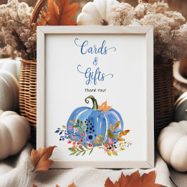 Whimsical Blue Pumpkin Baby Duschkarten und Gesche Poster