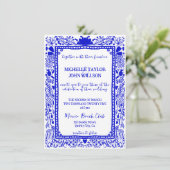 Whimsical Blue Quirky Doodle Hand gezogen Einladung (Stehend Vorderseite)