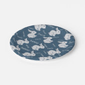 Whimsical Blue Rabbit Duck Illusion Zeichnend Oste Pappteller (Schrägansicht)