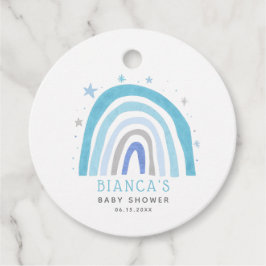 Whimsical Blue Rainbow Baby Dusche Geschenkanhänger