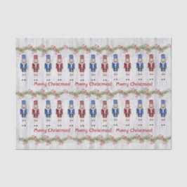 Whimsical Blue Red Nutcrackers Frohe Weihnachten Seidenpapier