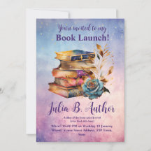 Whimsical Blue Rose Autor Buch Einladung