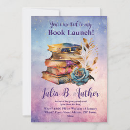 Whimsical Blue Rose Autor Buch Einladung