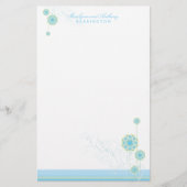 Whimsical Blue Snow Blume Wirbel Winter Hochzeit Briefpapier (Vorderseite)