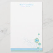 Whimsical Blue Snow Blume Wirbel Winter Hochzeit Briefpapier (Vorderseite)