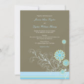 Whimsical Blue Snow Blume Wirbel Winter Hochzeit Einladung (Vorderseite)