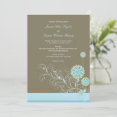 Whimsical Blue Snow Blume Wirbel Winter Hochzeit Einladung (Stehend Vorderseite)