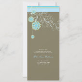 Whimsical Blue Snow Blume Wirbel Winter Hochzeit Einladung (Rückseite)