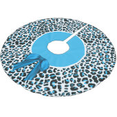 Whimsical Blue Snow Leopard Weihnachten Polyester Weihnachtsbaumdecke (Schrägansicht)