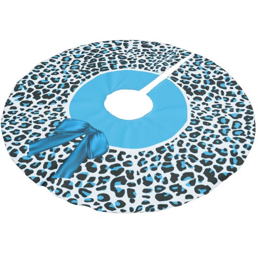 Whimsical Blue Snow Leopard Weihnachten Polyester Weihnachtsbaumdecke (Schrägansicht)