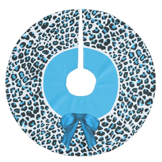 Whimsical Blue Snow Leopard Weihnachten Polyester Weihnachtsbaumdecke (Vorderseite)
