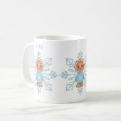 Whimsical Blue Snowflake und Winter Gingerbrot Kaffeetasse (Vorderseite Links)