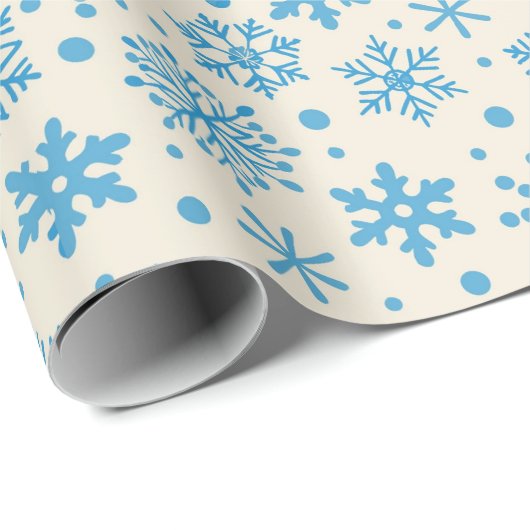 Whimsical Blue Snowflakes Weihnachtsgeschenk Geschenkpapier (Rolleneckpunkt)