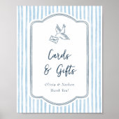 Whimsical Blue Stripes Cards & Gifts Wedding Sign Poster (Vorne)
