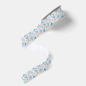 Whimsical Blue Summer Tropical Wildblumen Ripsband (Rückseite)