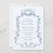 Whimsical Blue Swan Romantic Wedding Invitation Einladung (Vorderseite)