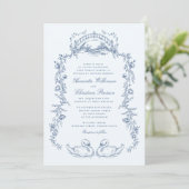 Whimsical Blue Swan Romantic Wedding Invitation Einladung (Stehend Vorderseite)