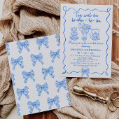 Whimsical Blue Tee Hand Drawn Brautparty Einladung