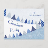 Whimsical Blue Trees Invitation Holiday Postcard Feiertagspostkarte (Vorderseite)