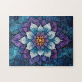 Whimsical Blue und Lila Mandala Doodle Puzzle (Horizontal)