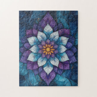 Whimsical Blue und Lila Mandala Doodle Puzzle