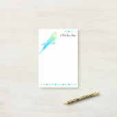 Whimsical Blue Watercolor Budgie Parakeet Post-it Klebezettel (Auf Schreibtisch)
