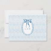 Whimsical Blue Watercolor Stripe Wedding RSVP Karte (Rückseite)