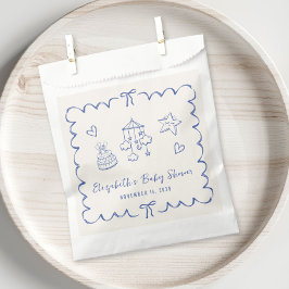 Whimsical Blue Wavy Frame Baby Boy Dusche Geschenktütchen