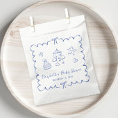 Whimsical Blue Wavy Frame Baby Boy Dusche Geschenktütchen