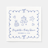 Whimsical Blue Wavy Frame Baby Boy Dusche Serviette (Vorderseite)
