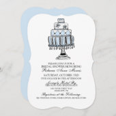 Whimsical Blue Wedding Cake Brautparty Einladung (Vorne/Hinten)