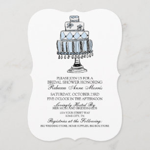 Whimsical Blue Wedding Cake Brautparty Einladung
