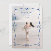 Whimsical Blue Wedding Foto Dankeskarte (Vorderseite)