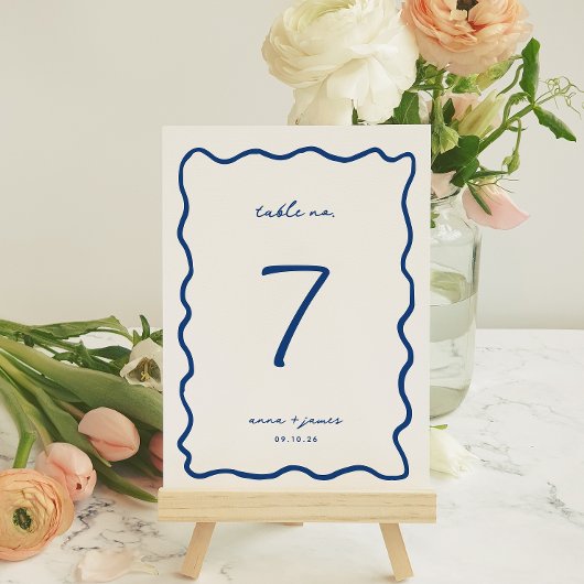 Whimsical Blue Wedding Tischnummer Card