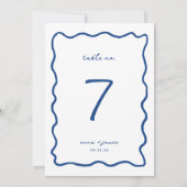 Whimsical Blue Wedding Tischnummer Card (Rückseite)