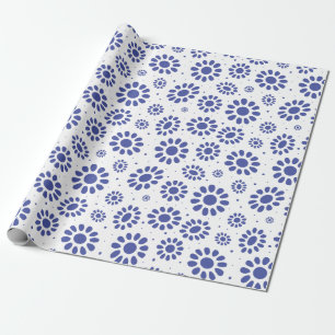Whimsical Blue White Abstrakt Daisy Muster Geschenkpapier