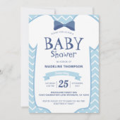 Whimsical Blue White Bow Krawatte Baby Boy Baby Du Einladung (Vorderseite)