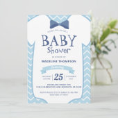 Whimsical Blue White Bow Krawatte Baby Boy Baby Du Einladung (Stehend Vorderseite)