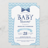 Whimsical Blue White Bow Krawatte Baby Boy Baby Du Einladung (Vorne/Hinten)