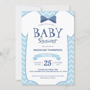 Whimsical Blue White Bow Krawatte Baby Boy Baby Du Einladung